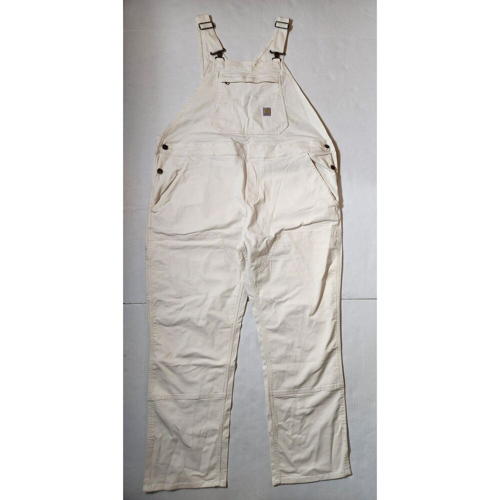 Carhartt Women’s Rugged Flex Canvas Bib Overalls Natural Size XL